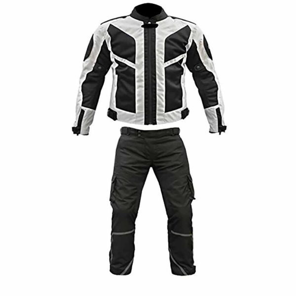 unisex motorcycle suite cordura textile black and grey 2 pieces 100 percent water proof