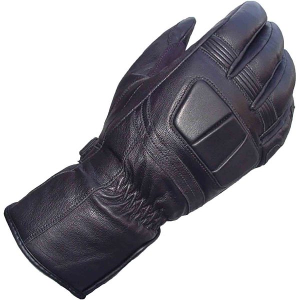 professional genuine leather black biker gloves